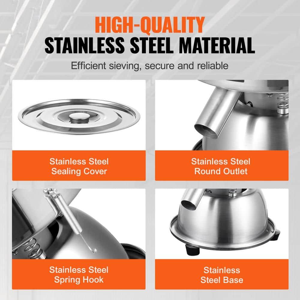 VEVOR Automatic Electric Vibrating Sieve, Stainless Steel Sifter Shaker Machine with 40+60 Mesh, 45W Automatic Powder Sifter Machine Countertop