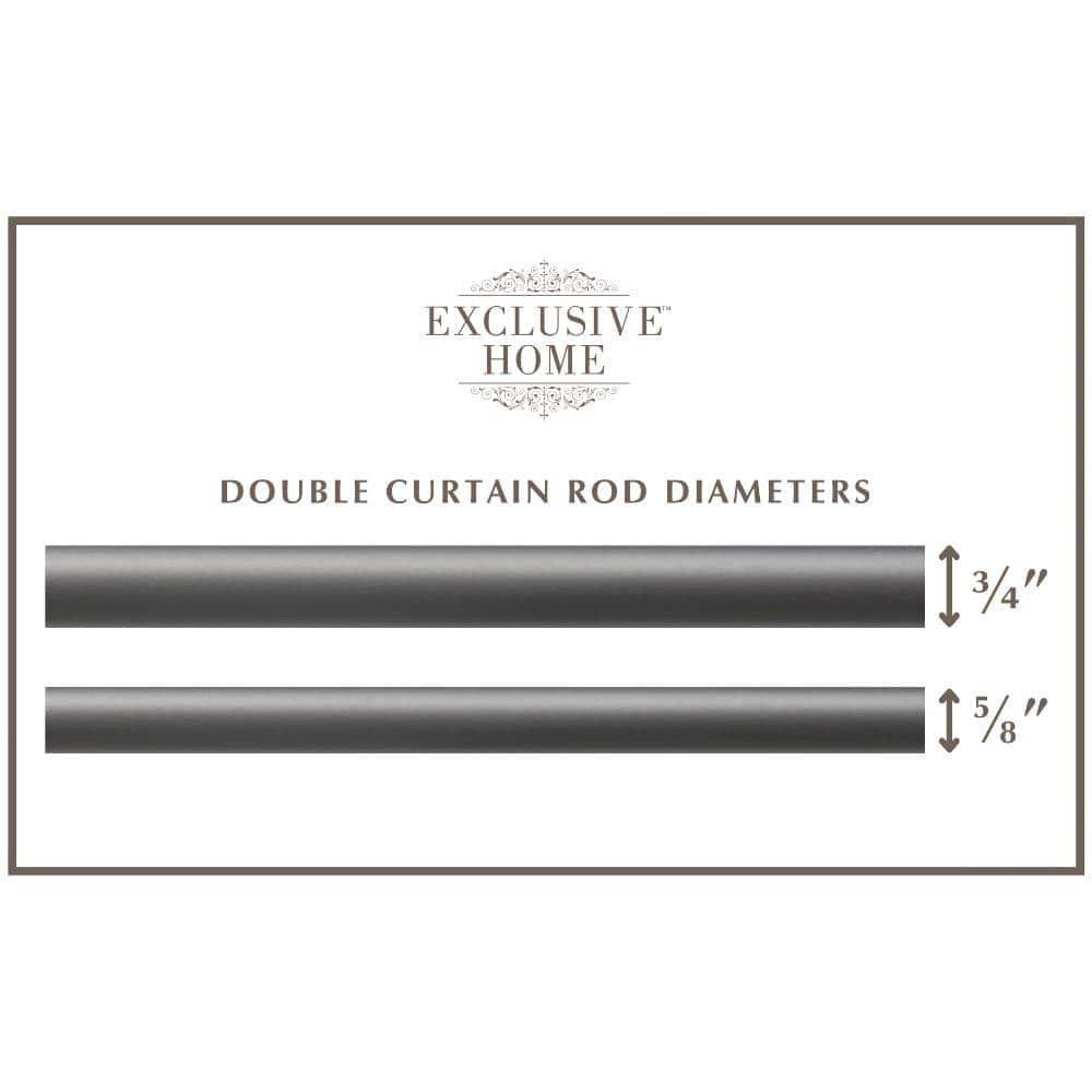 Exclusive Home Topper Double Curtain Rod and Finial Set, Gunmetal, 36"-72"