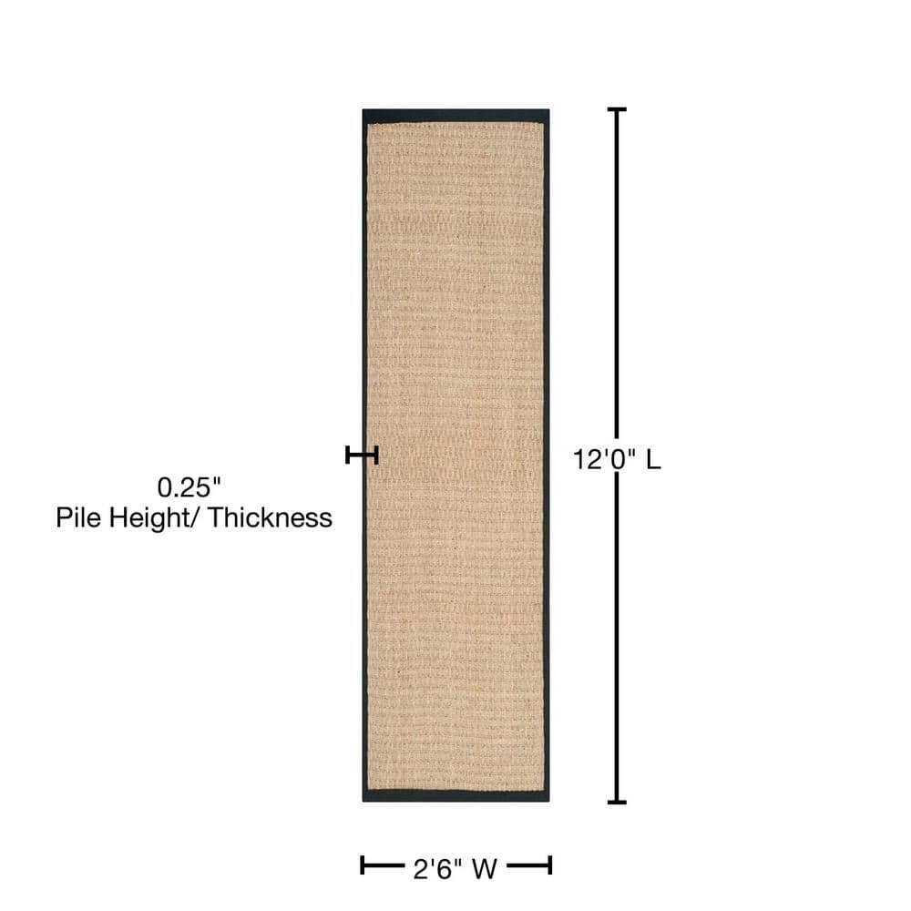 Natural Fiber NF114 Power Loomed Indoor Runner Rug - Natural/Black - 2'6"x12' - Safavieh.