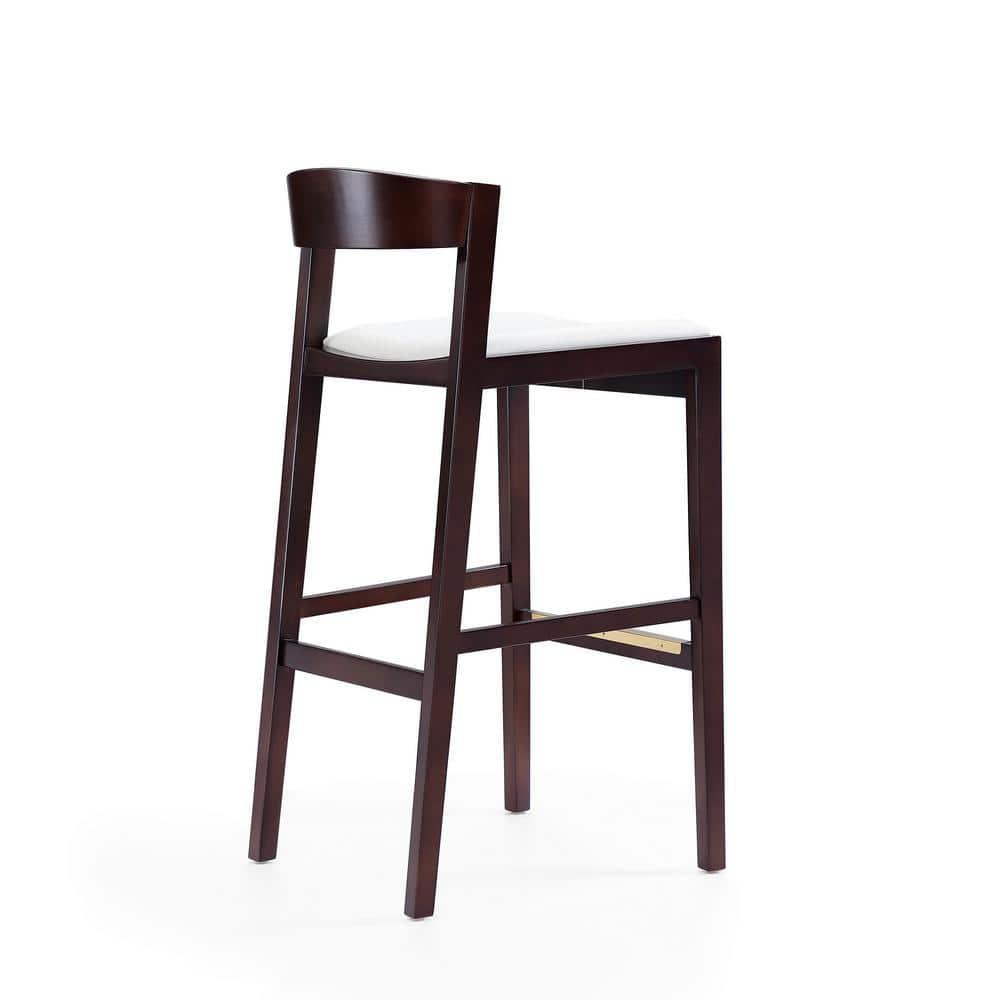 Set of 2 Klismos Upholstered Beech Wood Barstools Ivory - Manhattan Comfort: 30" Fixed Height, Foam Padded