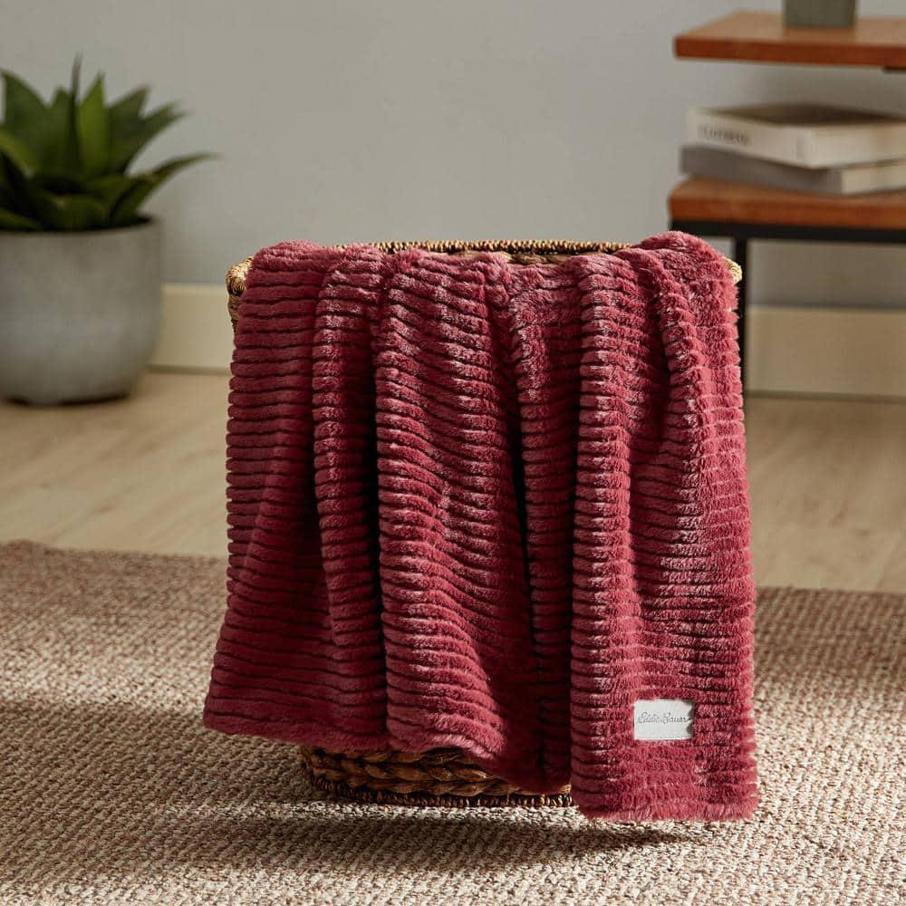 Eddie Bauer Eddie Bauer Ribbed Textured Stripe Solid Plush Throw Blanket