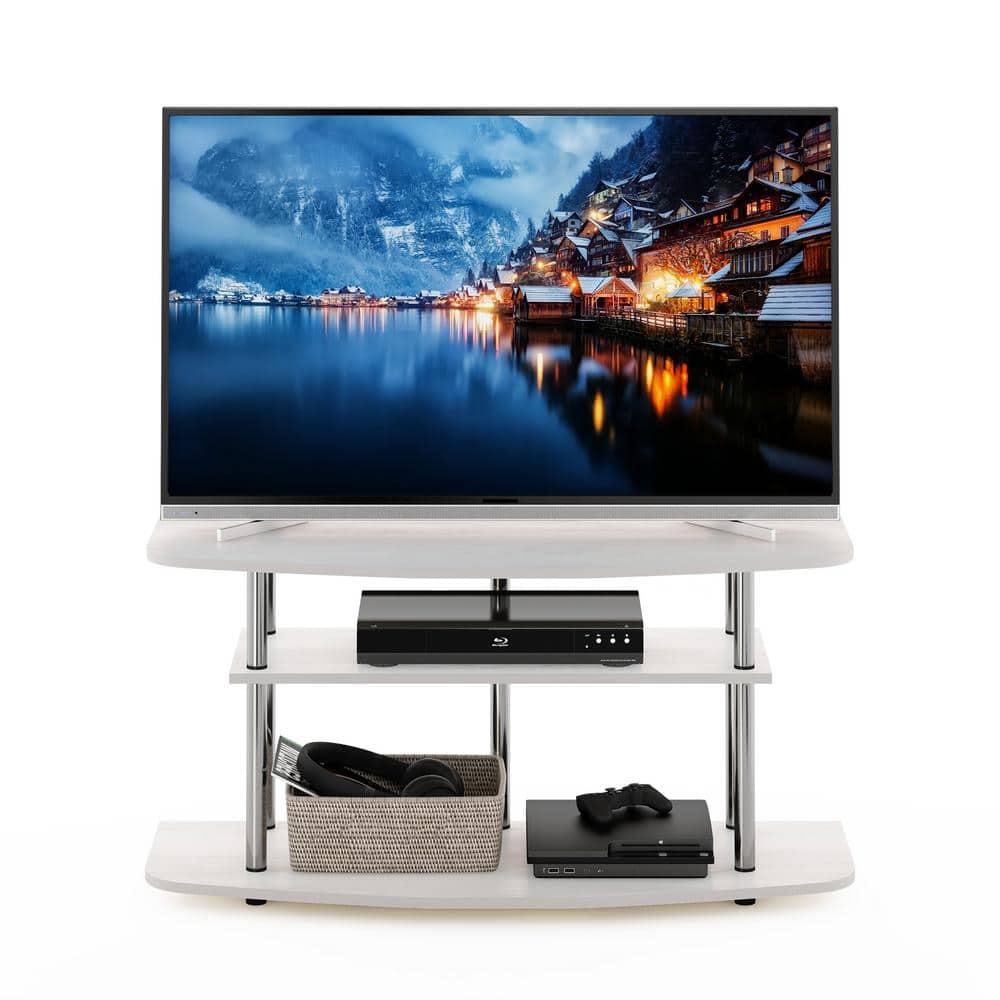 Furinno 3-Tier No Tools TV Stand Entertainment Center Hold up to 46" TV White Oak