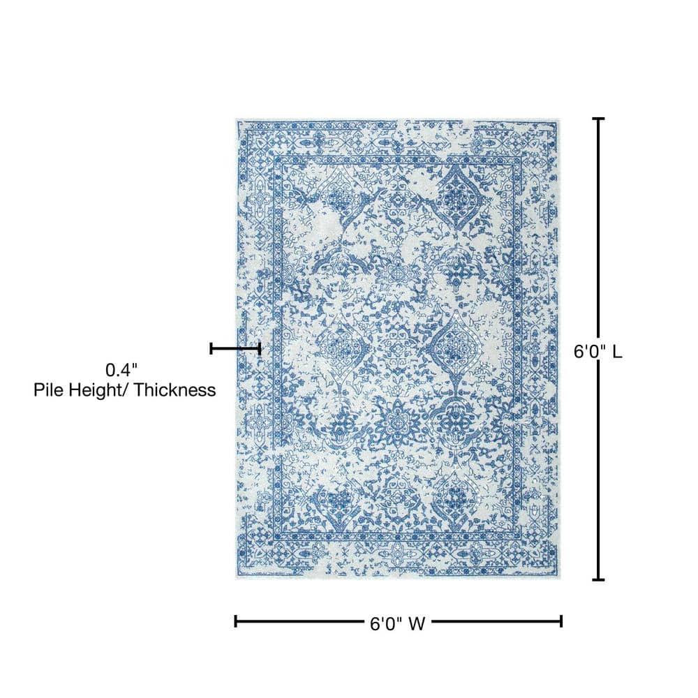 Nuloom Odell Oriental/Persian 6 Square Indoor Area Rug for Living Room Bedroom Dining Room Kitchen, Blue/Ivory