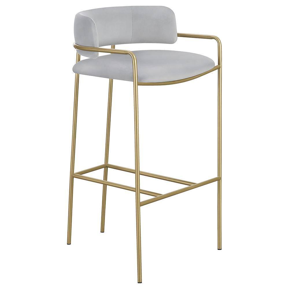Coaster Comstock Velvet Upholstered Low Back Stool Gray and Gold