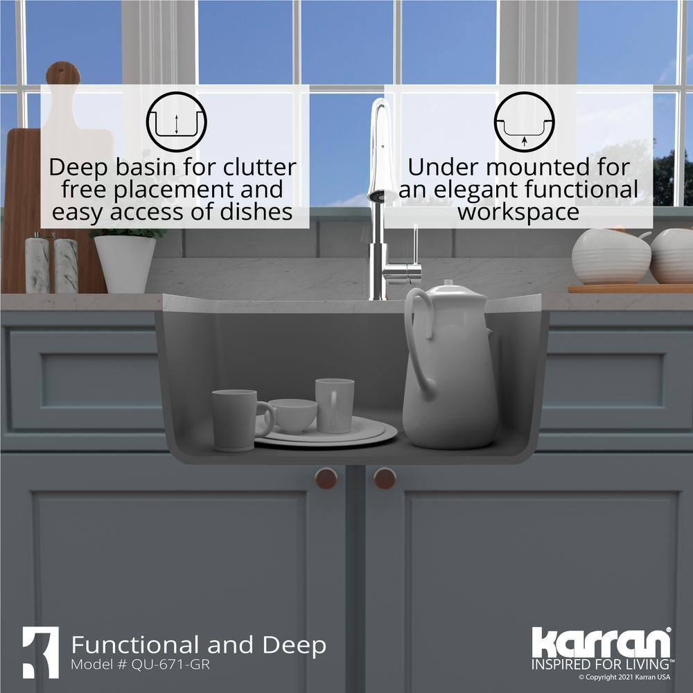 Karran Undermount Quartz Composite 24'' X 20-3/4'' Single Bowl Kitchen Sink