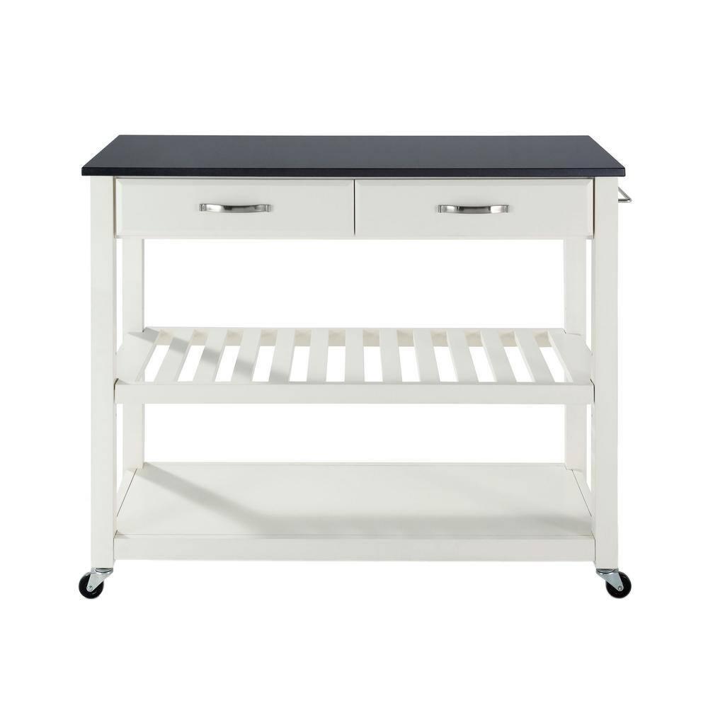 Granite Top Kitchen Prep Cart White/Black - Crosley