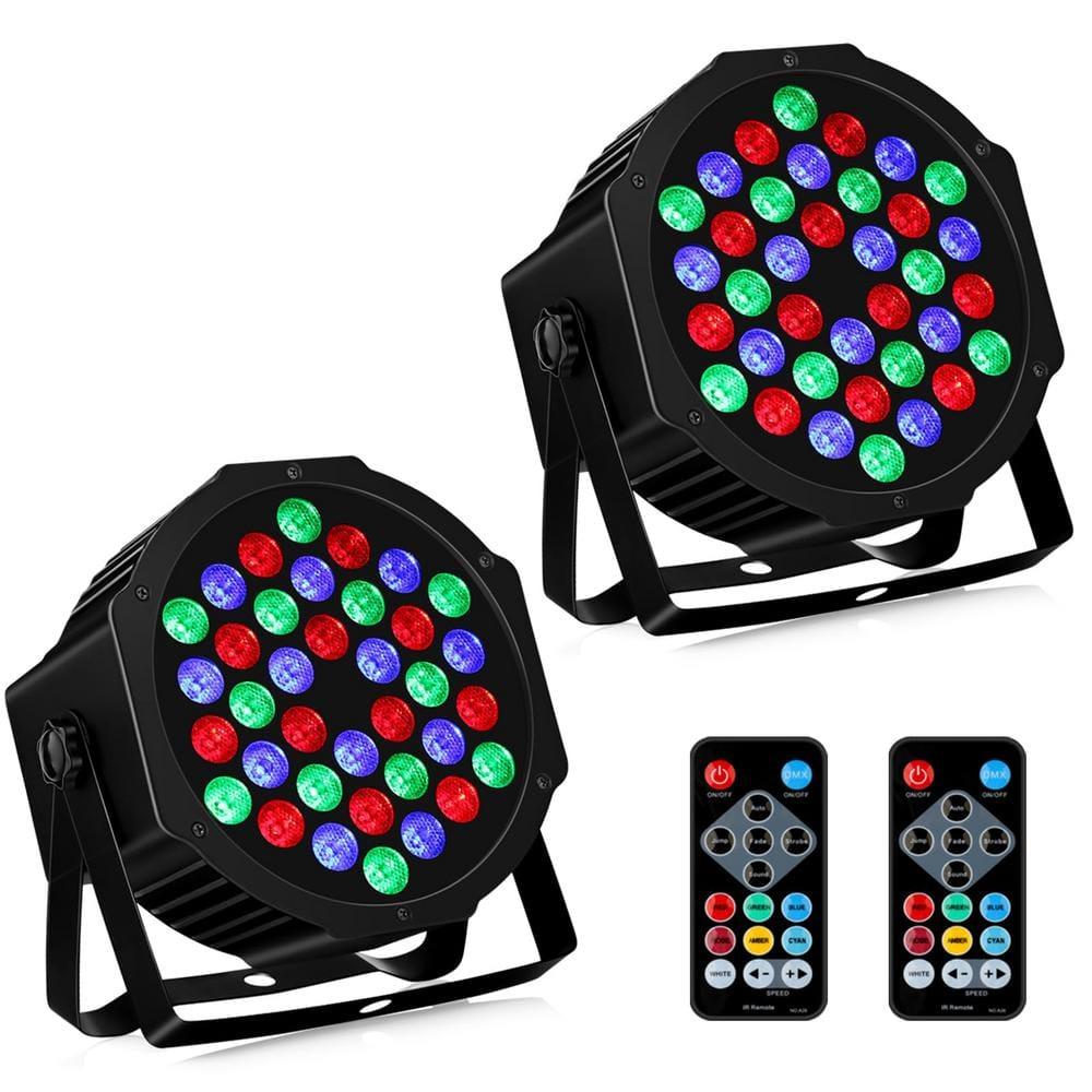 CO-Z Stage Lights 36 RGB LED Par Lights with Sound Activated Remote Control DJ Uplighting for Event Wedding Party Bar Club Music Stage Lighting, 2 Pack