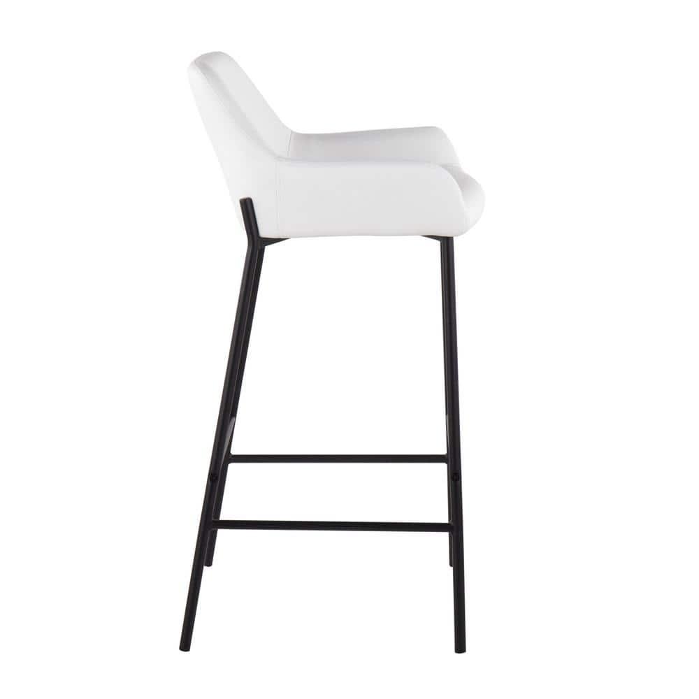 Set of 2 Daniella Metal Faux Leather Barstools Black/White - LumiSource: Upholstered, Fixed Height, Foam Filled