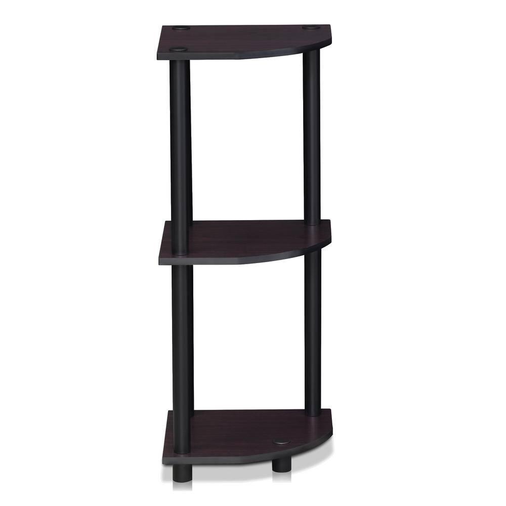 Furinno 3-Tier Corner Display Rack Multipurpose Shelving Unit Industrial Ladder Bookcase,Dark Walnut
