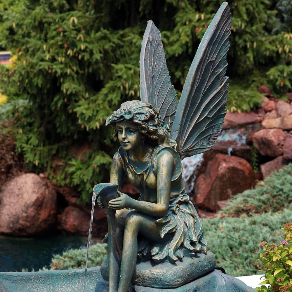 Sunnydaze 30"H Electric Fiberglass Fairy Shell Outdoor Water Fountain