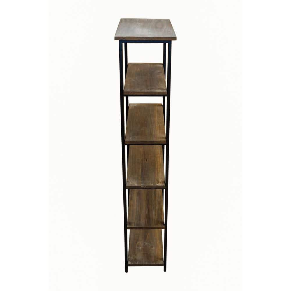 Alaterre Pomona 70"H 5-Shelf Metal and Solid Wood Bookcase