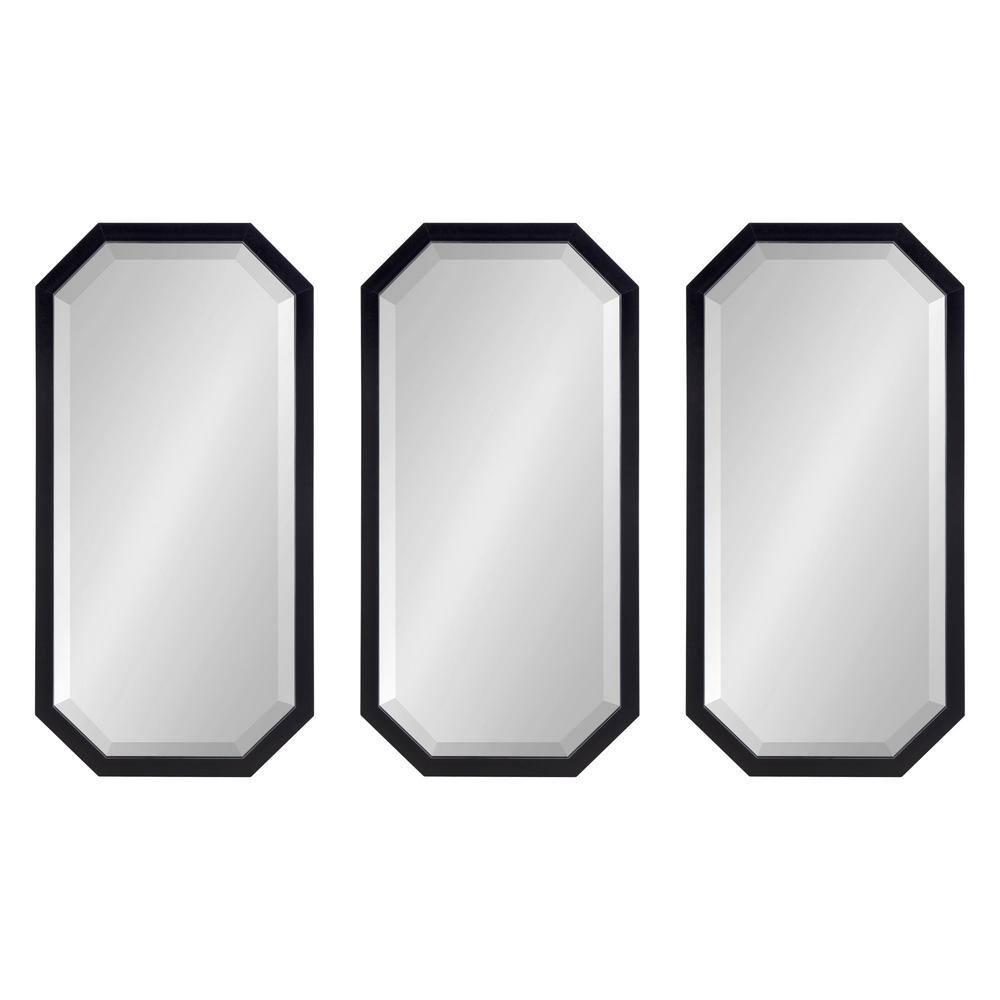 Kate & Laurel All Things Decor 3pc Laverty Wall Mirror Set Black : Octagon Shape, Modern Style, No Assembly Required