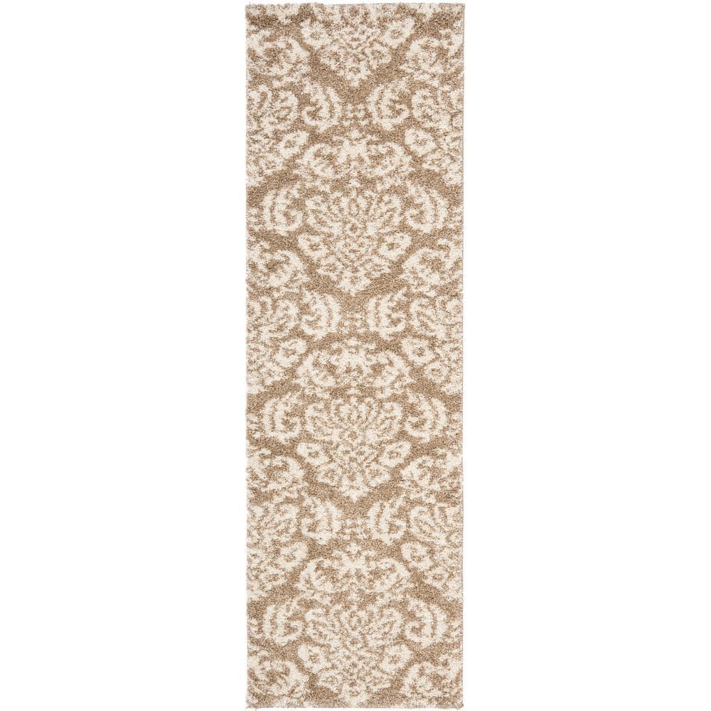 Florida Shag SG460 Power Loomed Indoor Runner Rug - Beige/Cream - 2'3"x11' - Safavieh