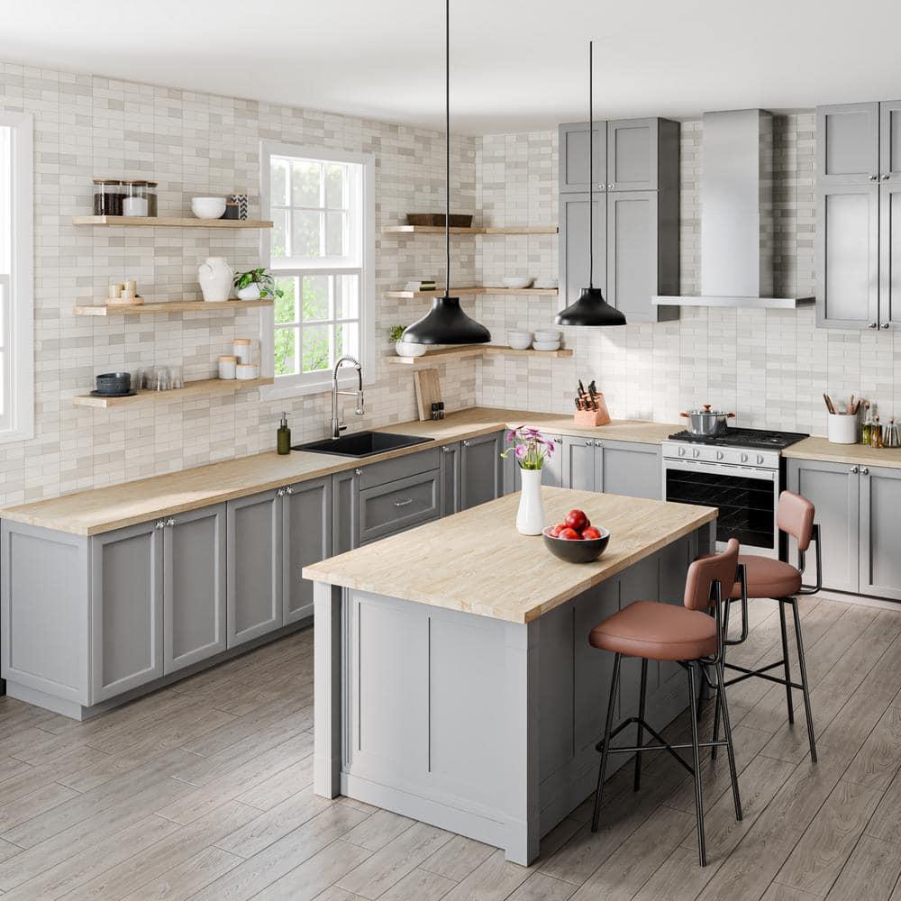 4 ft. L x 25 in. D Unfinished Hevea Solid Wood Butcher Block Countertop With Square Edge