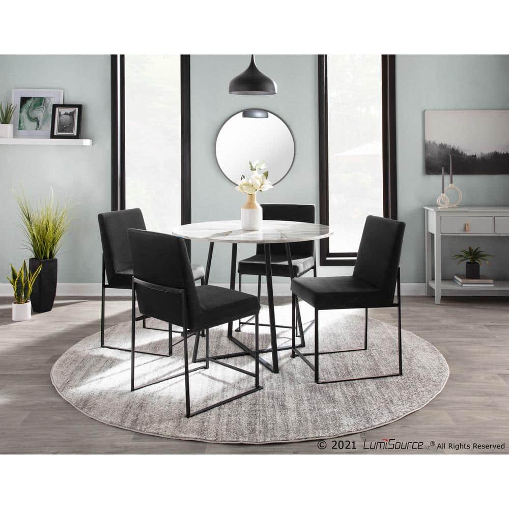 Set of 2 High Back Fuji Dining Chairs Velvet/Steel Black - LumiSource