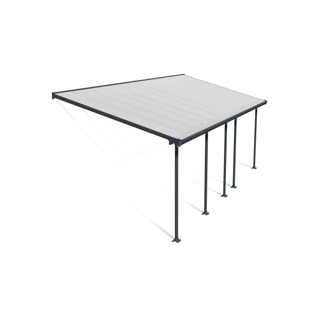 Palram - Canopia Feria 10' x 24' Polycarbonate/Galvanized Steel Patio Cover - Gray/Clear