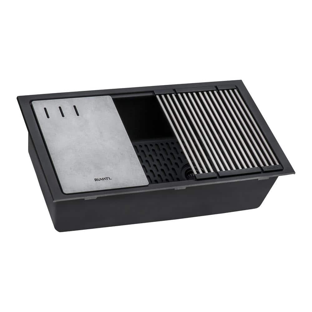 Ruvati 33-inch Undermount Workstation Granite Composite Kitchen Sink