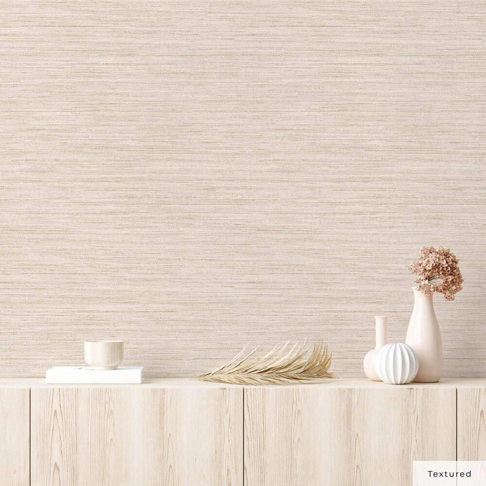 Tempaper & Co.® Faux Horizontal Grasscloth Removable Peel and Stick Wallpaper, Textured Ecru, 28 sq. ft.: Vinyl, Prepasted, Abstract Pattern