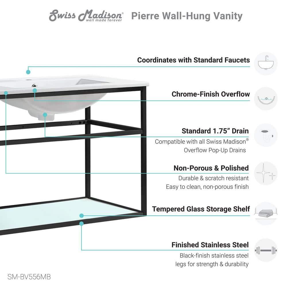 Pierre 30 Single, Open Shelf, Metal Frame Bathroom Vanity