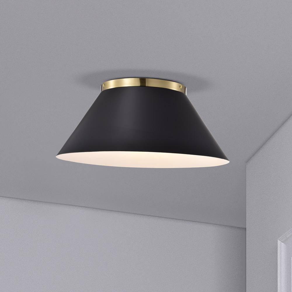 Nuvo Lighting Dover - 3 Light - Large Flush Mount - Black with Vintage Brass