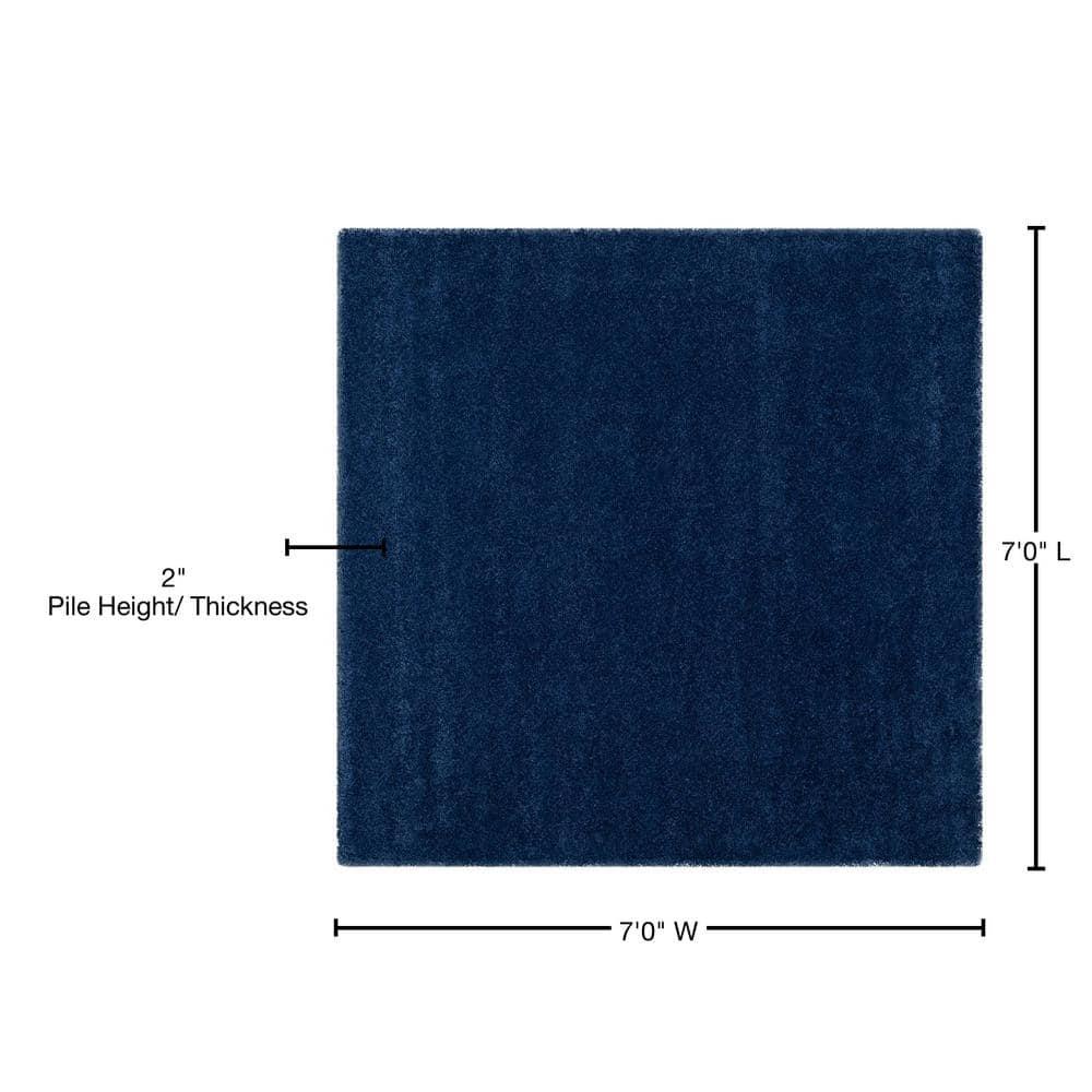 Milan Shag SG180 Power Loomed Indoor Area Rug - Navy - 7'x7' - Safavieh