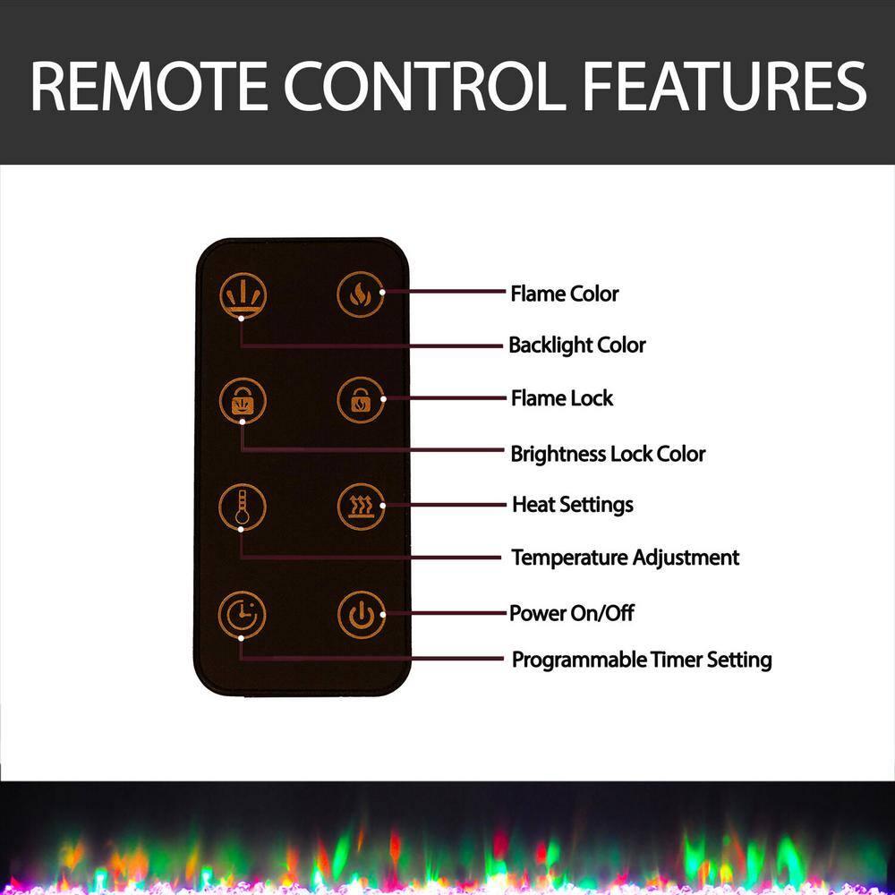 Hanover Fireside 42 In. Recessed/Wall-Mounted Electric Fireplace with Logs and LED Color-Changing Display, Black