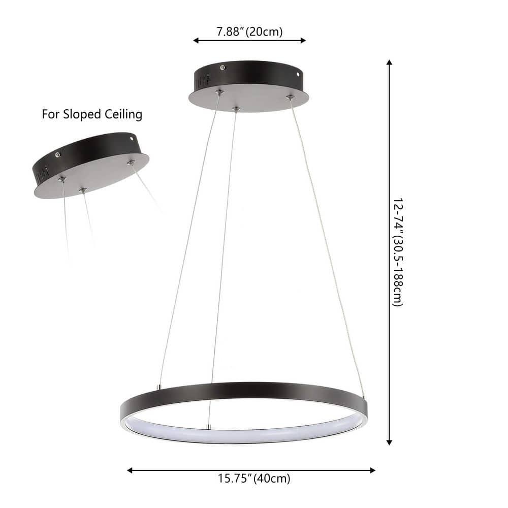 Bradley 15.7" Round Integrated LED Metal Pendant, Matte Black