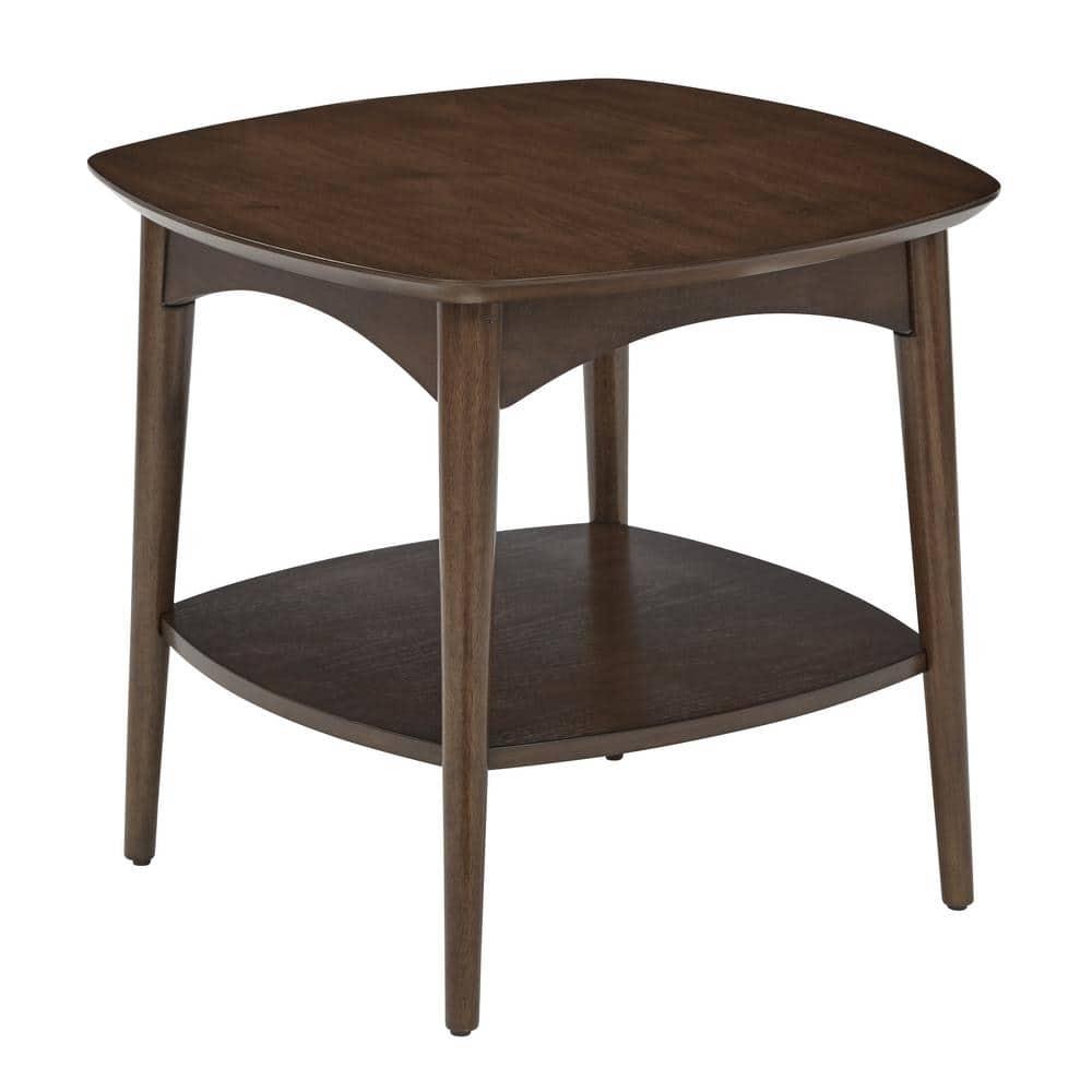 Copenhagen Accent Table Walnut - OSP Home Furnishings: Mid-Century 2-Tiered, Square, Wood Construction