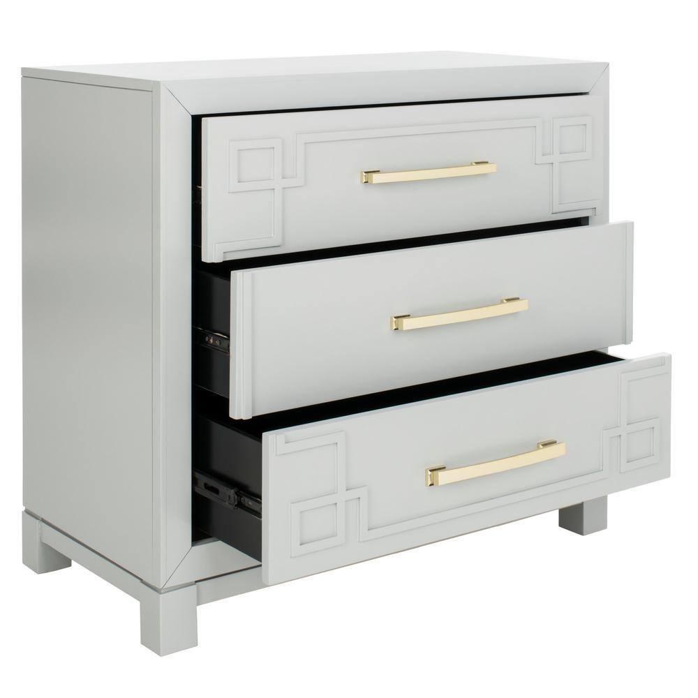 Raina 3 Drawer Chest - CHS6412 - Grey/Gold - Safavieh