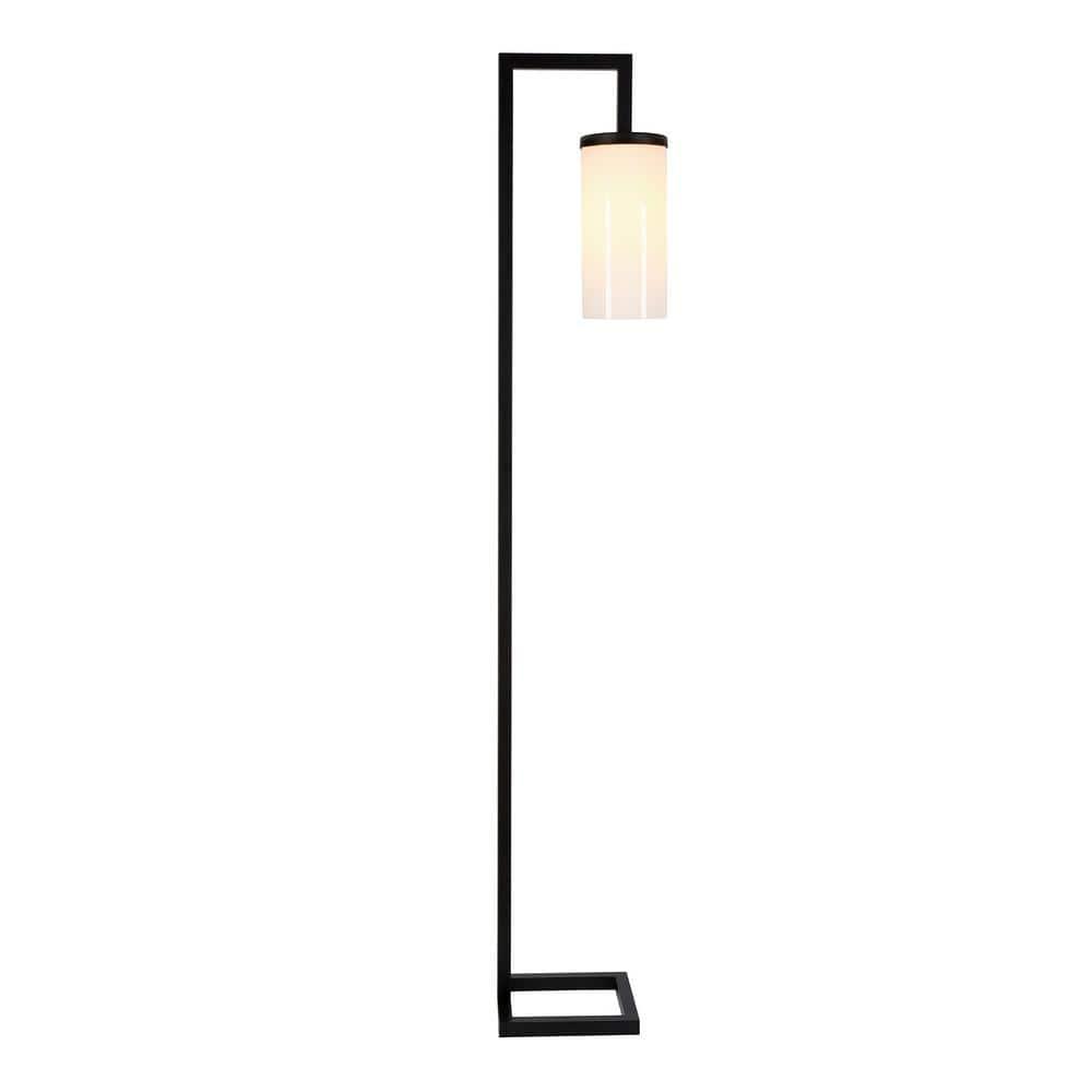 Evelyn&Zoe Malva 67.75" Tall Floor Lamp with Glass shade in Blackened Bronze/White