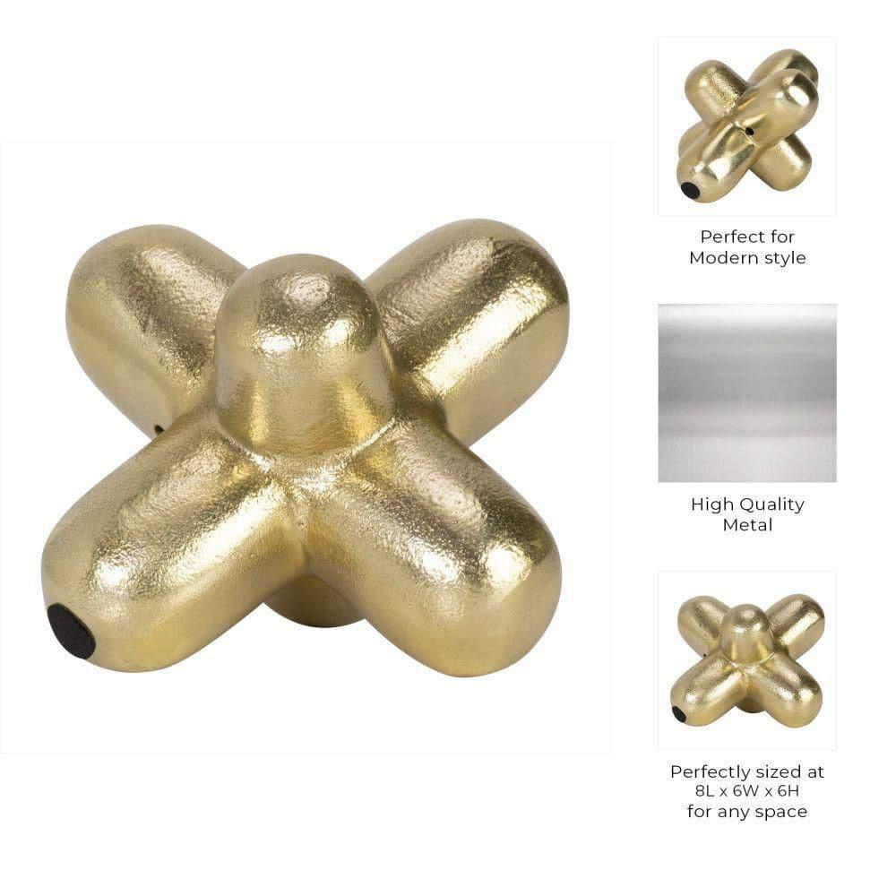 Sagebrook Home 8" Metal Geometric Orb in Gold - Aluminum Abstract Home Decor Ornament For Table, Shelf, Mantle Decor - Creative Gift Idea