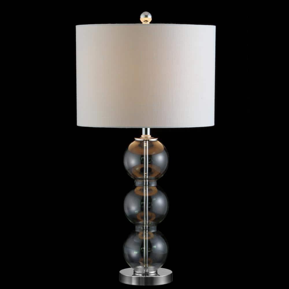 JONATHAN Y JYL1070D-SET2 Bella 27" Glass Triple-Sphere LED Table Lamp, Contemporary, Transitional for living room, dinning room, bedroom, office Bulb Included, Clear/Chrome (Set of 2)
