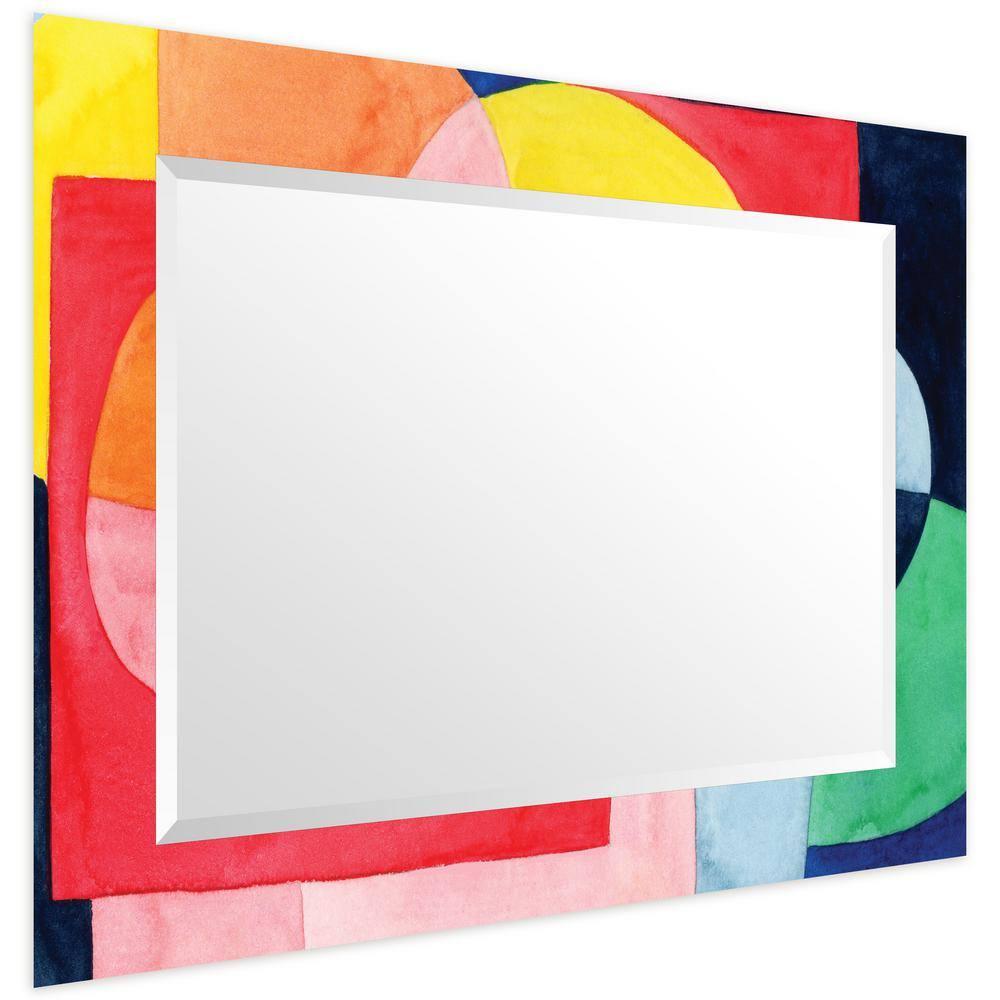 Empire Art Direct Launder Rectangular Beveled Mirror on Free Floating Printed Tempered Art Glass, 40" x 30" x 0.4" each, Ready to Hang