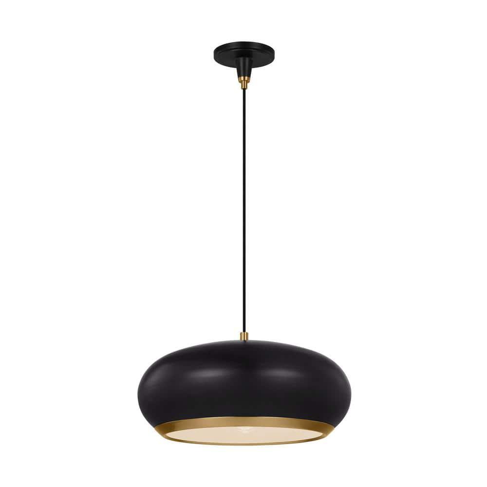 Clasica Aged Iron 18" Bowl Pendant Light with Black Shade