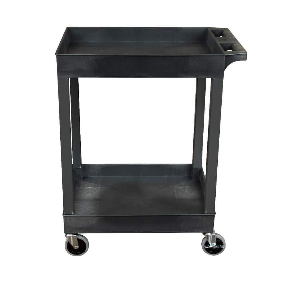 Luxor 18" x 27.25" Two Shelf Tub Utility Cart - Black