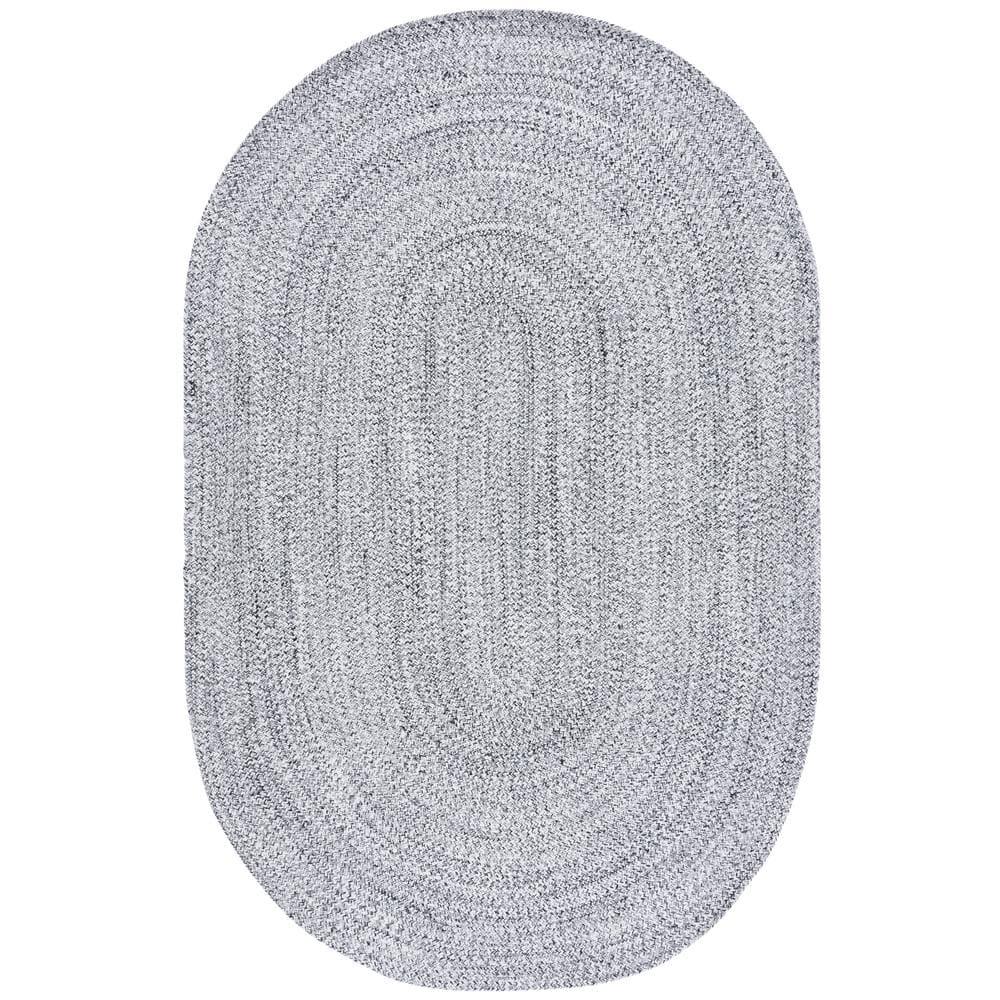 Braided BRD256 Hand Woven Indoor Accent Rug - Ivory/Black - 3'x5' Oval - Safavieh