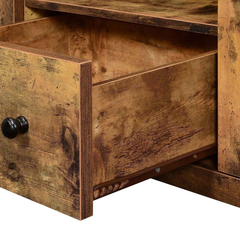 Convenience Concepts Newport Park Lane 1 Drawer TV Stand with Storage Cabinets and Shelves for TVs up to 65 Inches, Barnwood