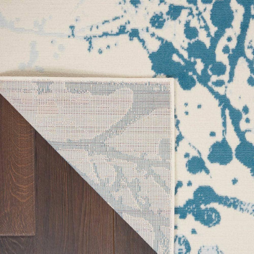 Nourison Jubilant 4' x 6' Ivory/Blue Area Rug Contemporary Artistic Abstract by Nourison