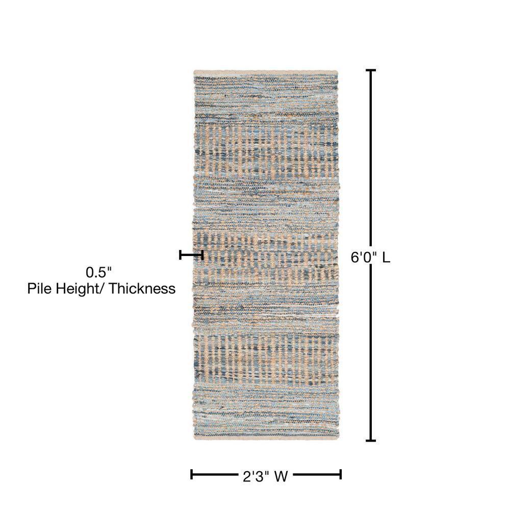 Cape Cod CAP353 Hand Woven Runner Rug - Natural/Blue - 2'3"x6' - Safavieh.
