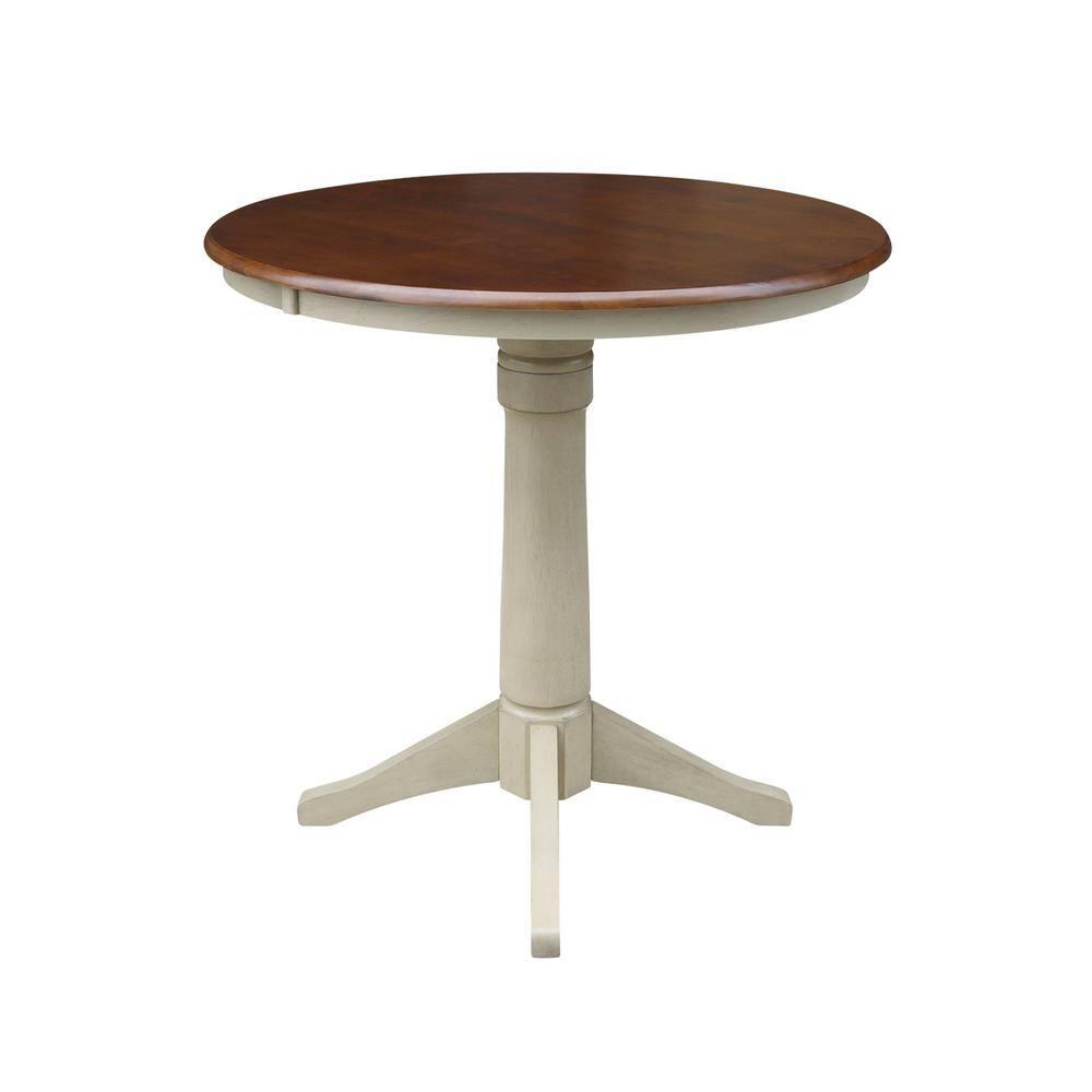 36" Round Pedestal Counter Height Table - Almond/Espresso