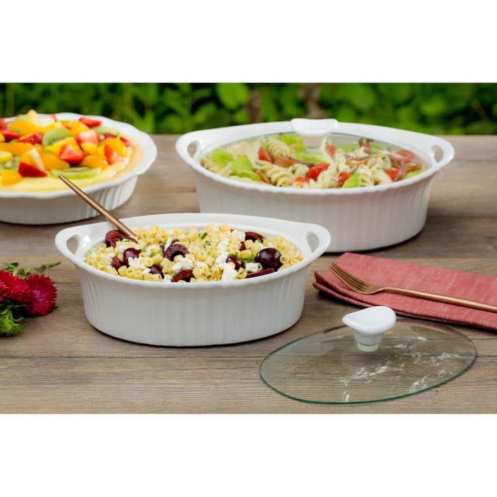 CorningWare French White 1.5-quart Oval Casserole with Glass Lid