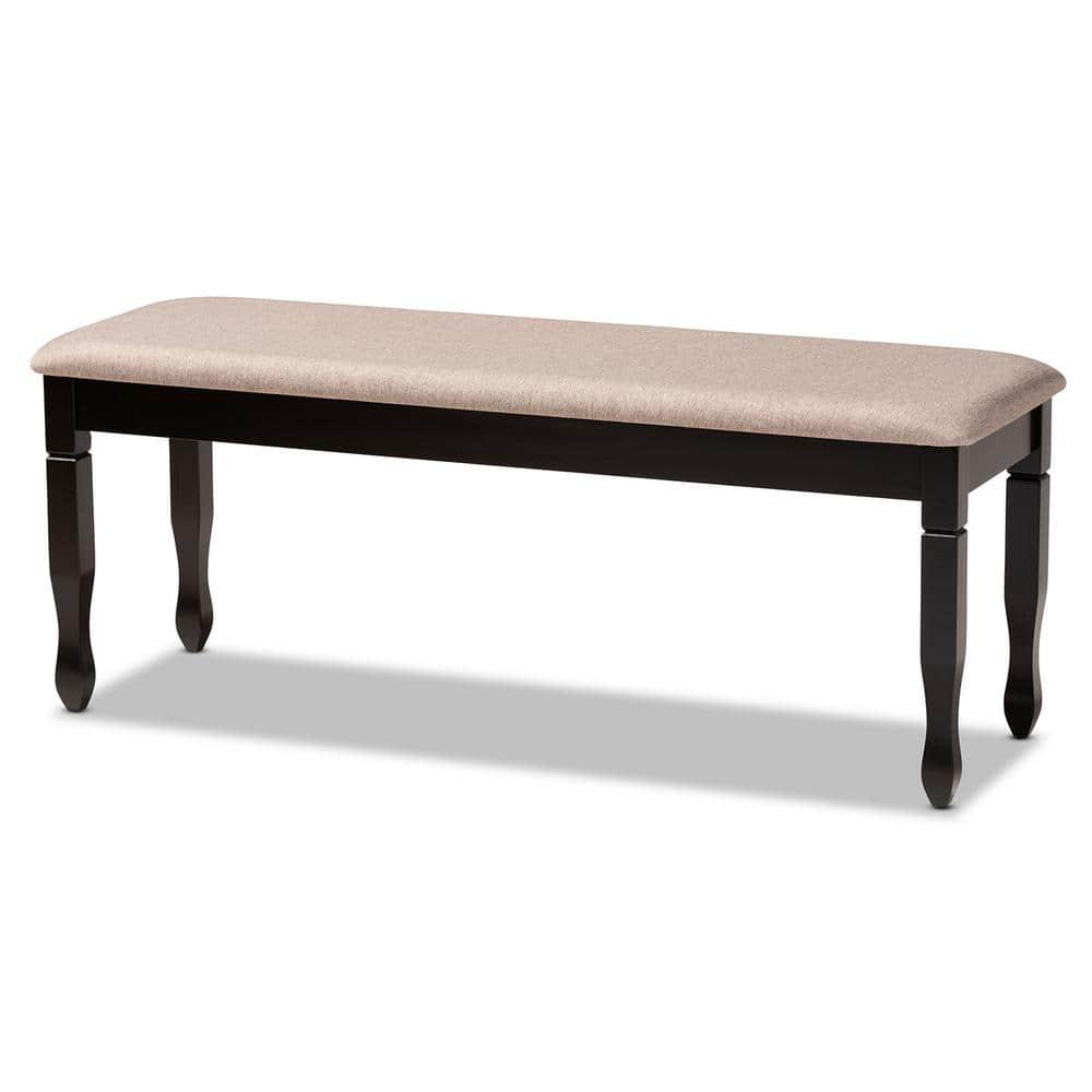 Corey Fabric Upholstered and Wood Dining Bench Dark Brown - Baxton Studio