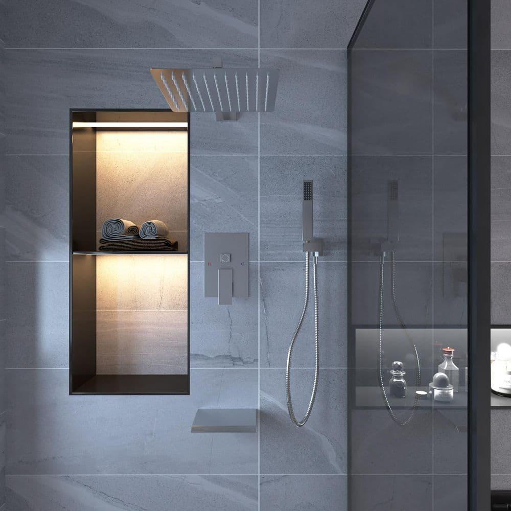 3-Spray Patterns With 2.5 GPM 10 in. Showerhead Wall Mounted Dual Shower Heads With Valve
