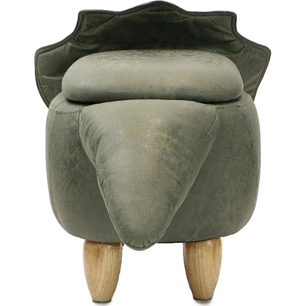 Critter Sitters Critter Sitters 15-In. Seat Height Green Triceratops Dinosaur Animal Shape Storage Ottoman Stool