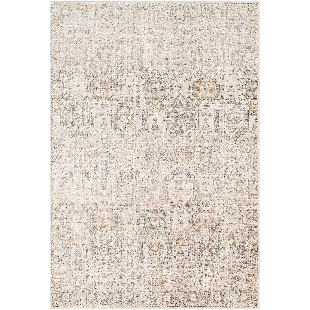 Elegance Beige Rectangular Synthetic Easy-Care Area Rug
