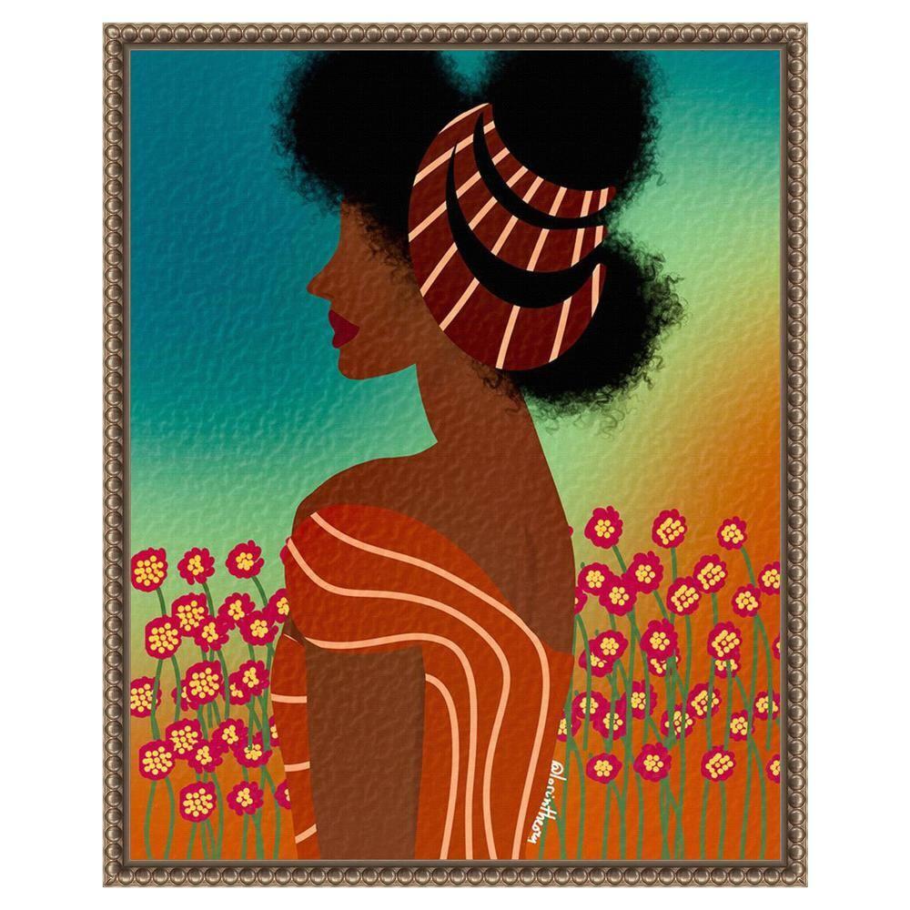 Amanti Art Lady in the Flower Field by Lorintheory Canvas Wall Art Print Framed 16 x 20-in.
