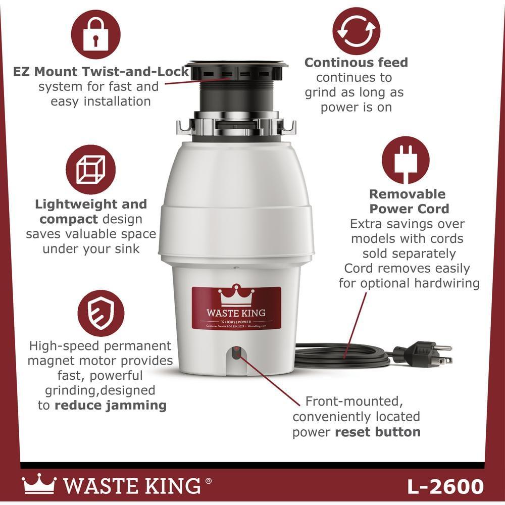 Waste King Legend Garbage Disposers HP Continuous Garbage Disposal