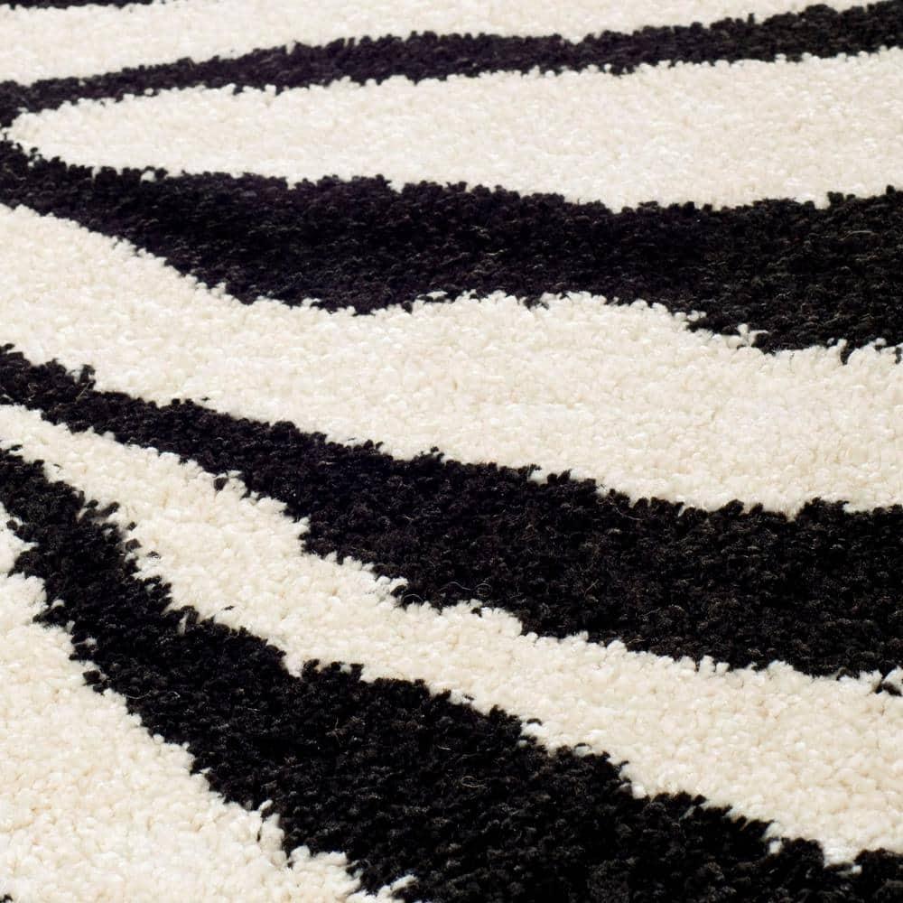 Florida Shag SG452 Power Loomed Indoor Area Rug - Ivory/Black - 4'x6' - Safavieh.