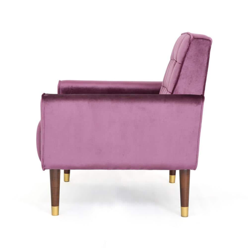 GDF Studio Chesaco Modern Glam Velvet Tufted Armchair, Raisin and Dark Espresso