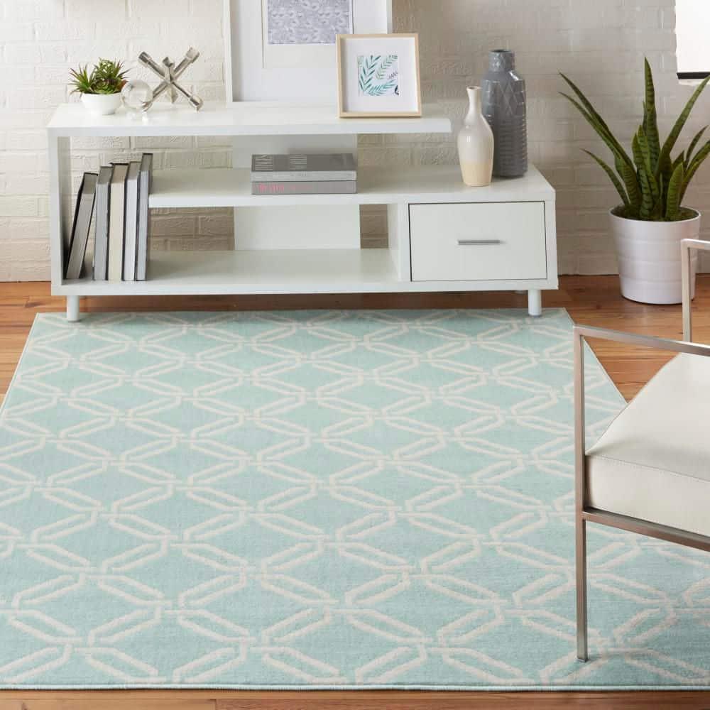Nourison Jubilant Trellis Green 4' x 6' Area Rug, (4x6)